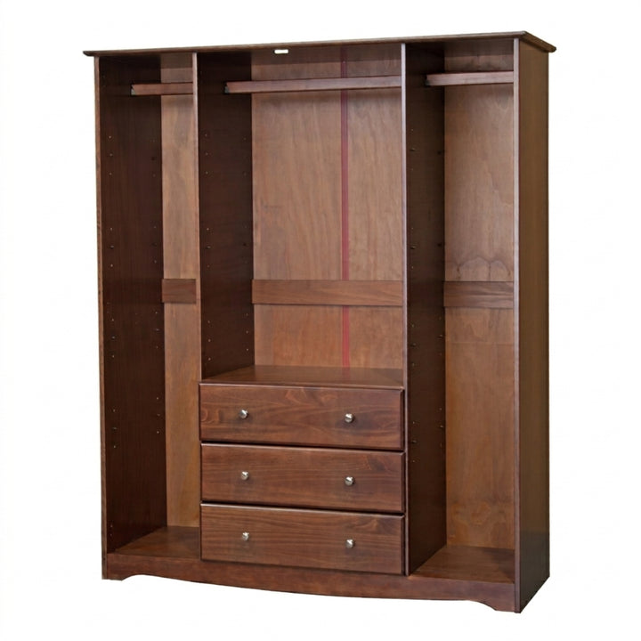 100% Solid Wood 4-Door Wardrobe Armoire with Metal Knobs, Bedroom Closet Storage - Family Collection