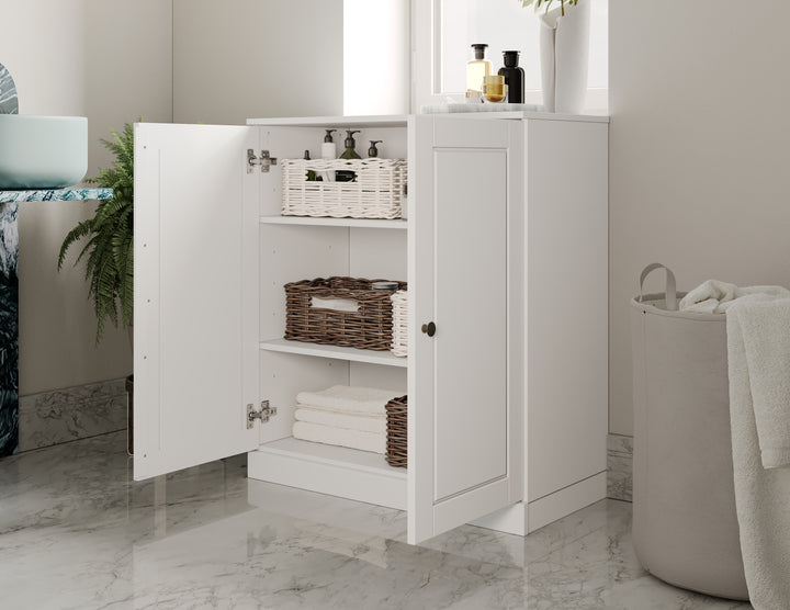 100% Solid Wood 32" Bathroom Cabinet with Raised Panel Wood Doors