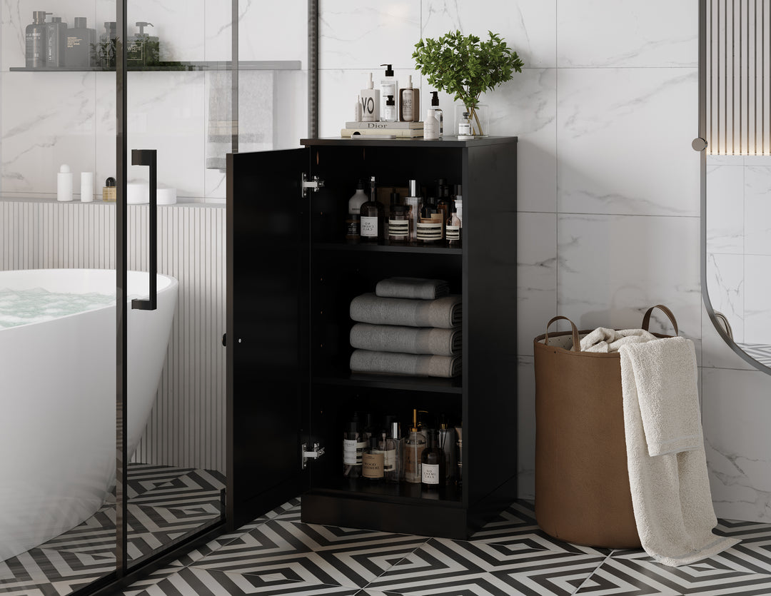 100% Solid Wood 16.5" Small Bathroom Cabinet, Shaker Wood Door, Adjustable Shelves