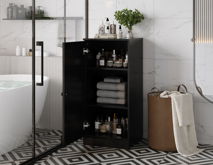 100% Solid Wood 16.5" Small Bathroom Cabinet, Shaker Wood Door, Adjustable Shelves