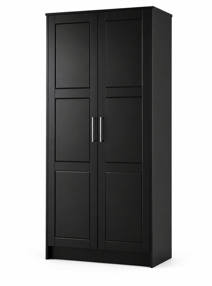 100% Solid Wood 2-Door Wardrobe Armoire with Raised Panel Doors, Bedroom Closet Storage - Urban Collection