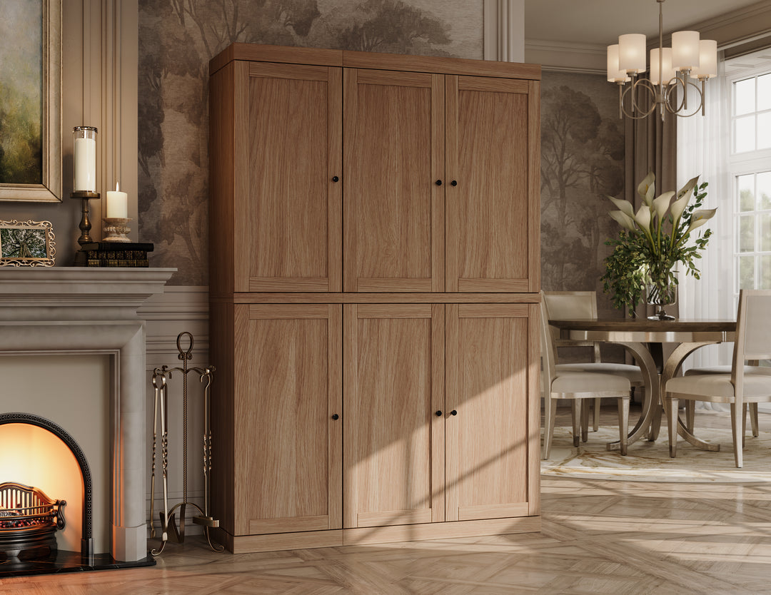 Premium 100% Solid European Oak Hardwood Modular Dining Room Cabinet with Shaker Doors – 48" Wide, 71.5" Tall