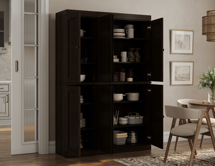 100% Solid Wood Kitchen Pantry Cabinet, Tall Freestanding Modular Storage with Shaker Doors, Adjustable Shelves, 48.5" W x 71.5" H