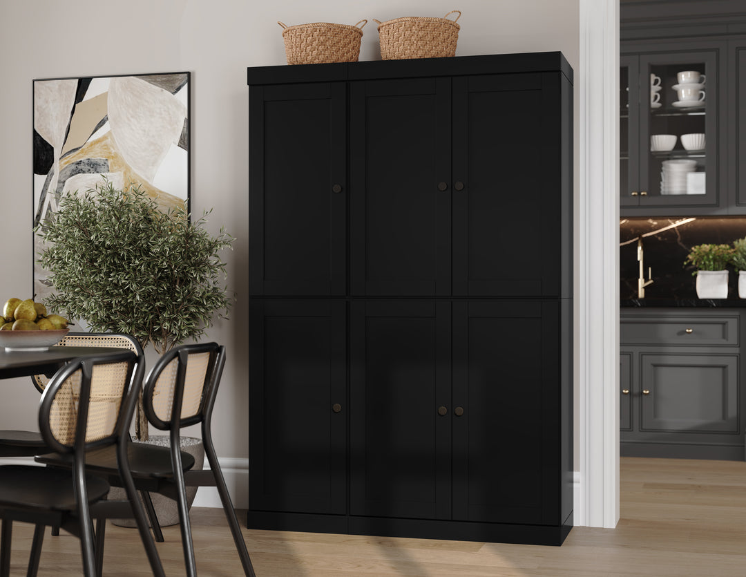 100% Solid Wood 48.5" Pantry Cabinet, Shaker Wood Doors
