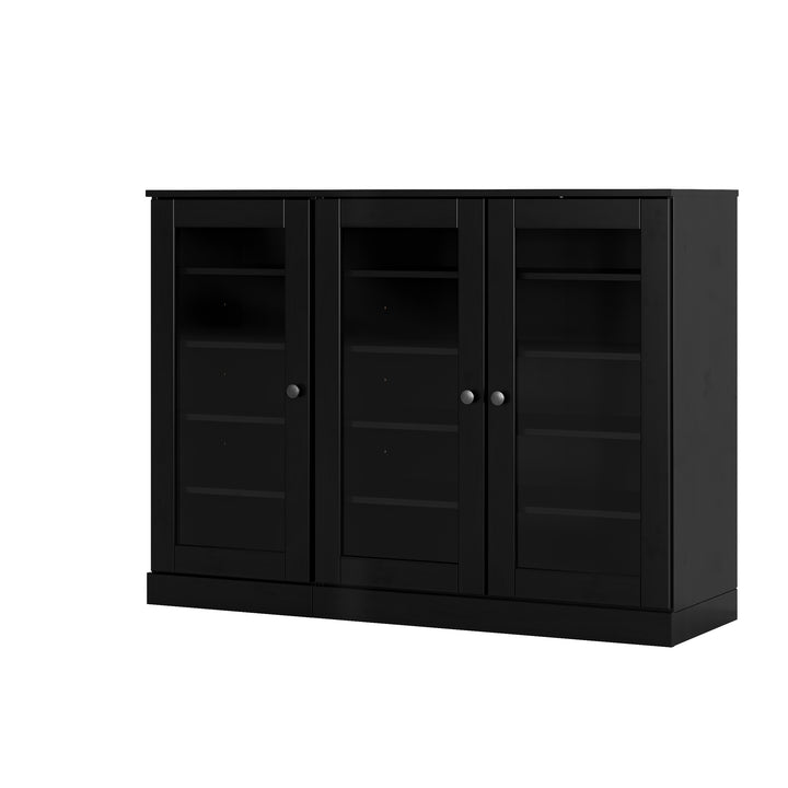 100% Solid Wood Glass Door Shoe Storage Cabinet, Adjustable Shelves, Space Saving Modular Entryway Organizer, 48.5" W x 35.75" H