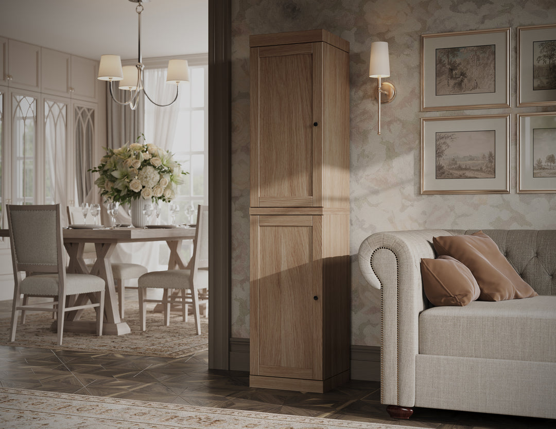 Premium 100% Solid European Oak Hardwood Modular Dining Room Cabinet with Shaker Doors – 16" Wide, 71.5" Tall