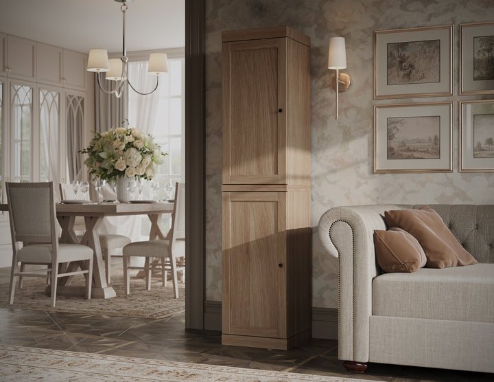 Premium 100% Solid European Oak Hardwood Modular Dining Room Cabinet with Shaker Doors – 16" Wide, 71.5" Tall