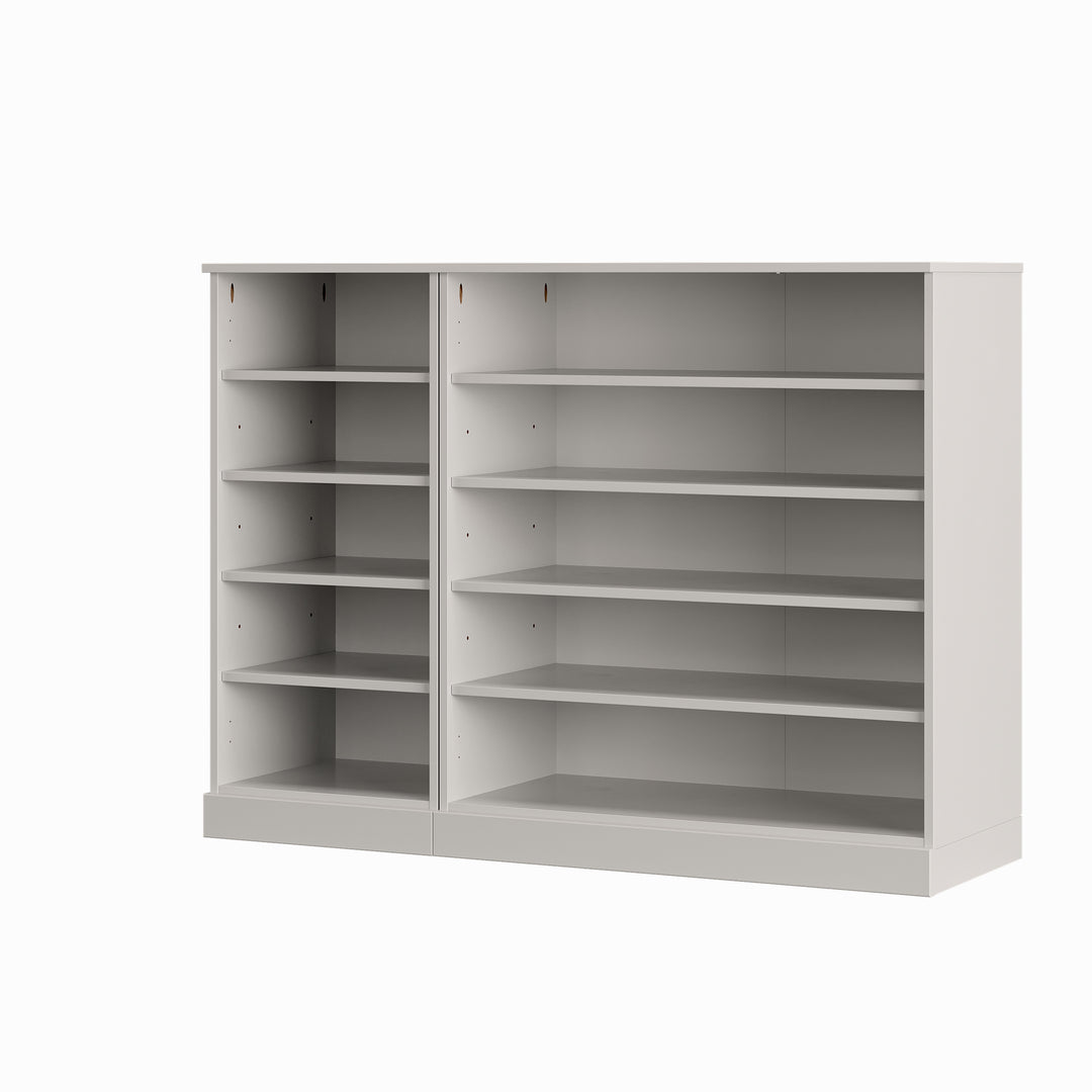100% Solid Wood Open Shoe Storage Cabinet with Adjustable Shelves, Space Saving Modular Entryway Organizer, 48.5" W x 35.75" H
