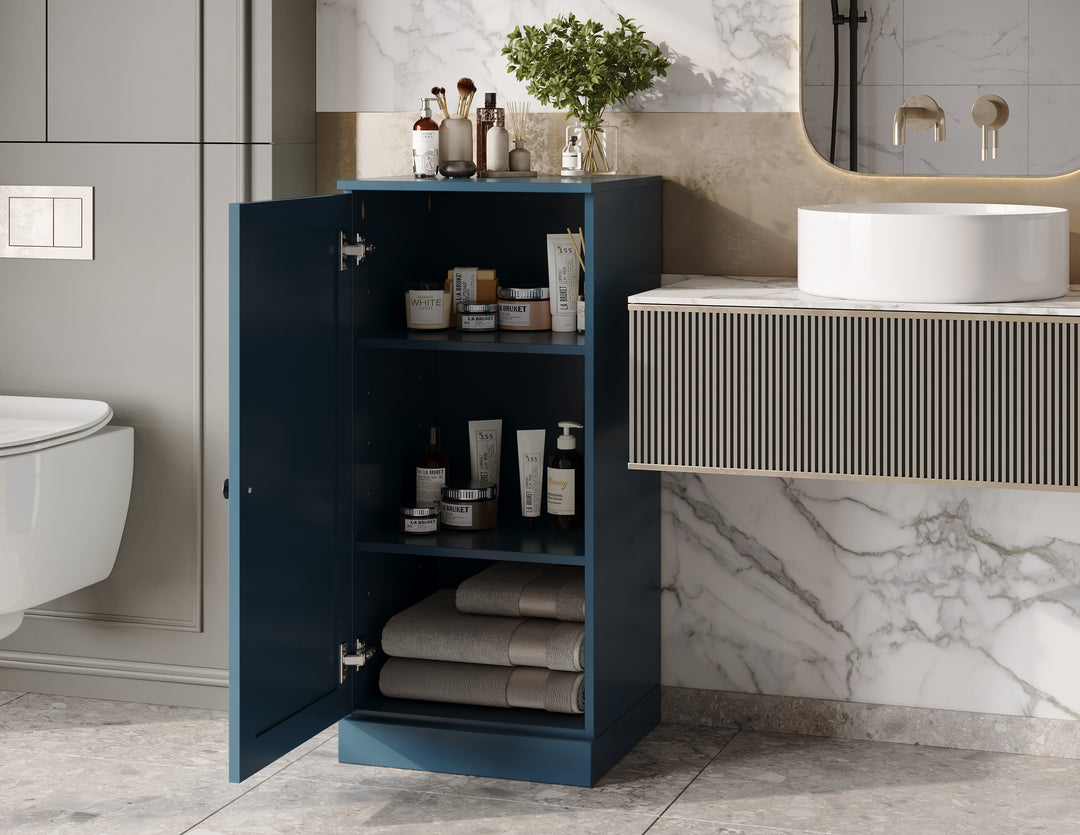 100% Solid Wood 16.5" Small Bathroom Cabinet, Shaker Wood Door, Adjustable Shelves