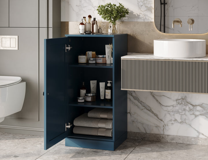 100% Solid Wood 16.5" Small Bathroom Cabinet, Shaker Wood Door, Adjustable Shelves