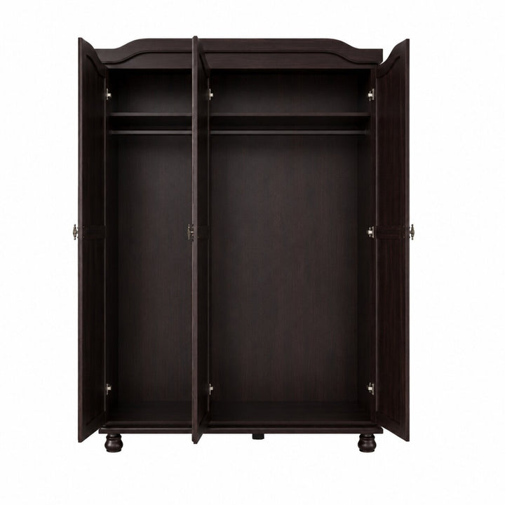 100% Solid Wood 3-Door Wardrobe Armoire with Raised Panel Doors, Bedroom Closet Storage - Kyle Collection