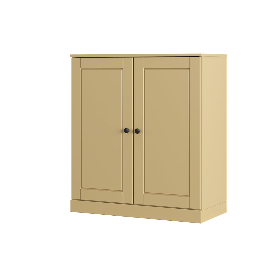 100% Solid Wood Shoe Storage Cabinet with Raised Panel Doors, Adjustable Shelves, Space Saving Stackable Entryway Organizer, 32" W x 35.75" H