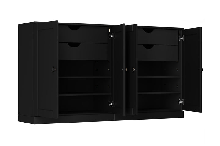 100% Solid Brazilian Pine Wood 64" Sideboard with Shaker Doors, 4-Drawers and Adjustable Shelves