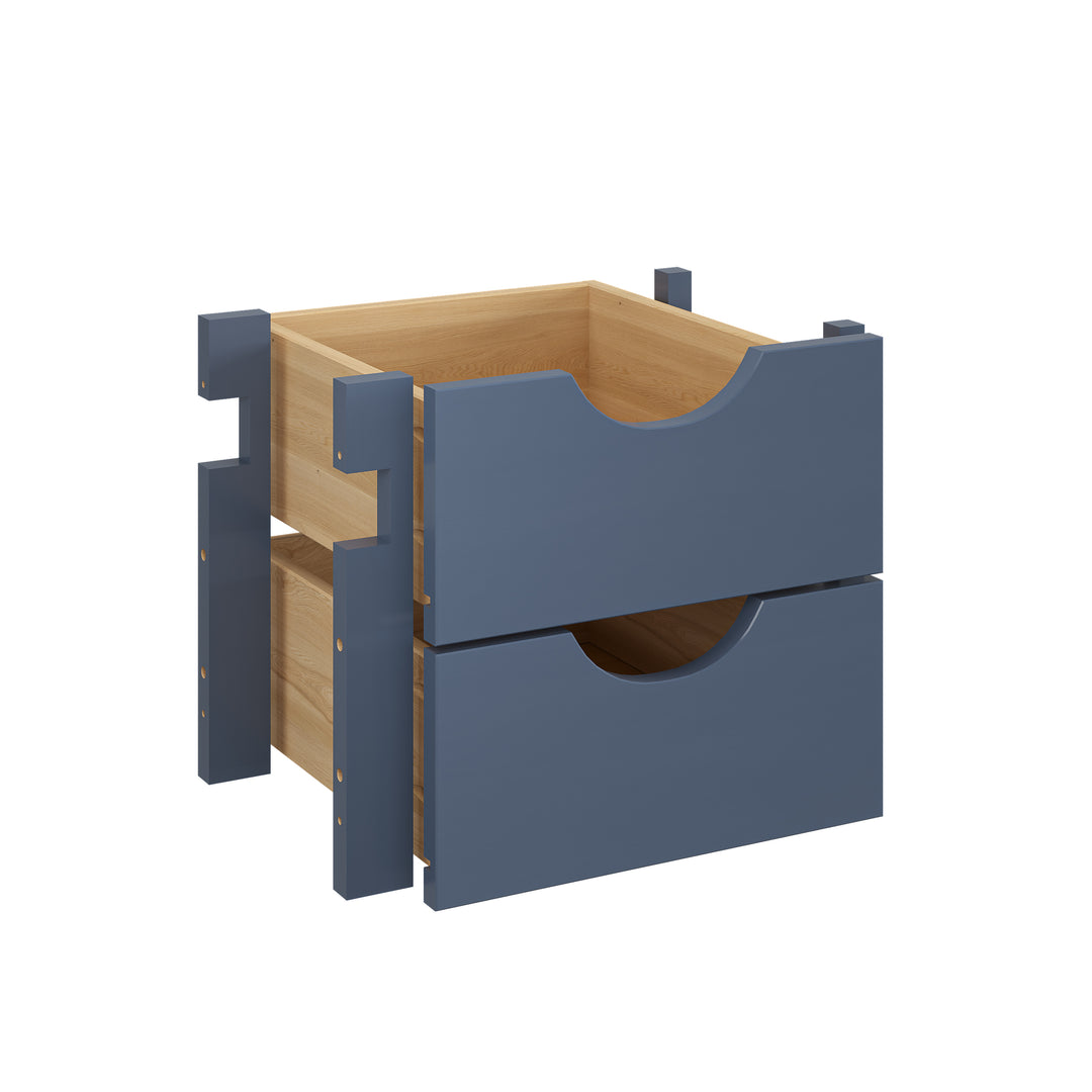 100% Solid Wood Modular Cabinet 2-Small Drawer Storage Kit For 16.5" Wide Cabinet