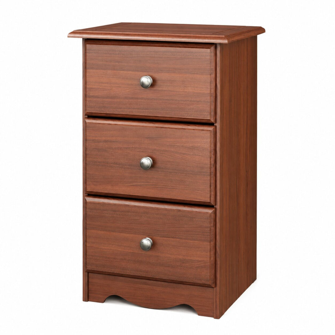 100% Solid Wood 3-Drawer Nightstand with Metal Knobs