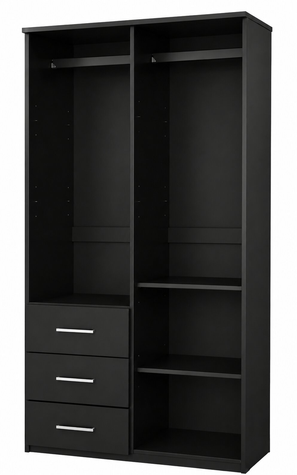 100% Solid Wood 2-Door Wardrobe Armoire with Mirrored Doors, Bedroom Closet Storage - Metro Collection