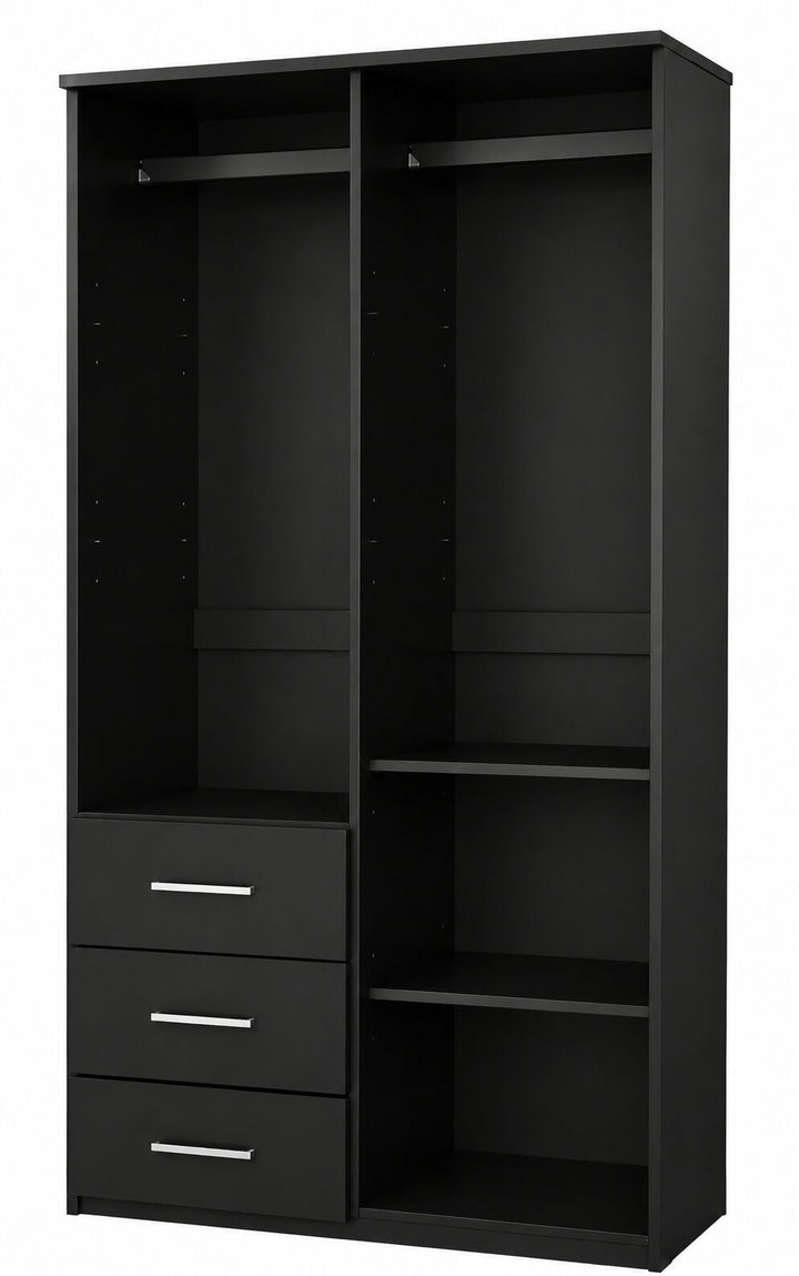 100% Solid Wood 2-Door Wardrobe Armoire with Mirrored Doors, Bedroom Closet Storage - Metro Collection