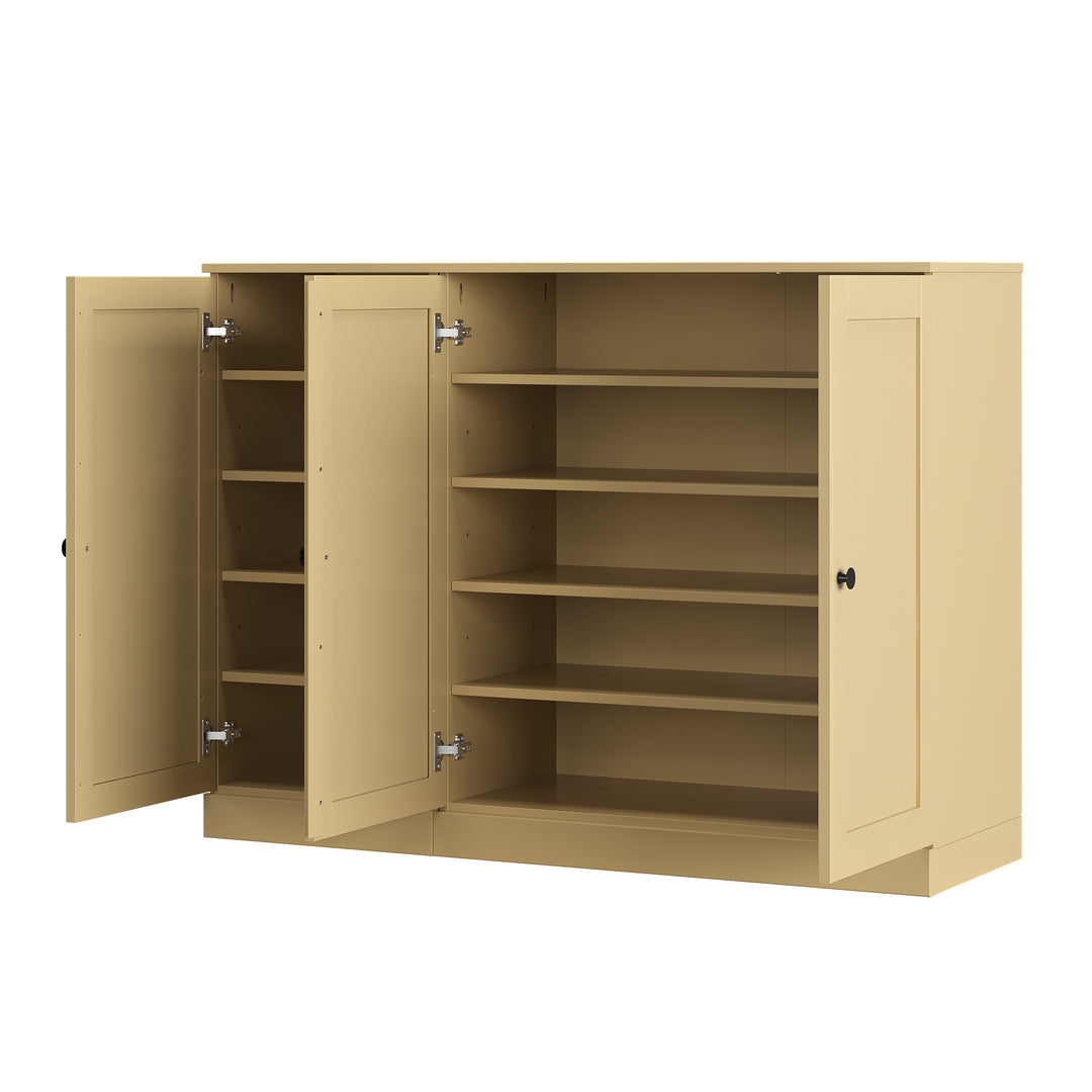 100% Solid Wood Shoe Storage Cabinet with Shaker Doors, Adjustable Shelves, Space Saving Modular Entryway Organizer, 48.5" W x 35.75" H