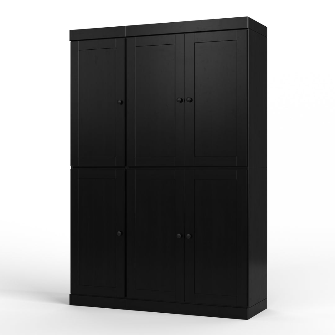 100% Solid Wood 48.5" Pantry Cabinet, Shaker Wood Doors, 2-Drawers