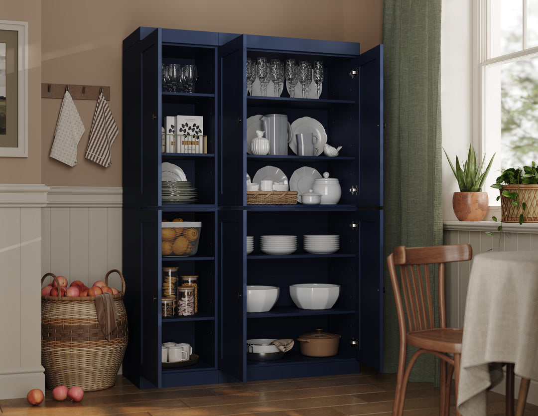100% Solid Wood 48.5" Pantry Cabinet, Shaker Wood Doors