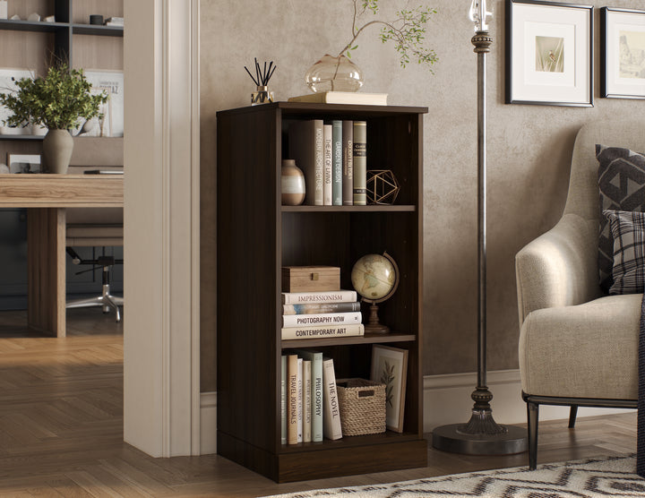 100% Solid Wood Freestanding 3-Shelf Bookcase Cabinet with Open Shelves, Storage Display Bookshelf with Adjustable Shelves, 16.5" W x 35.75" H