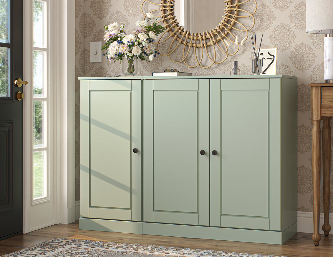 100% Solid Wood Shoe Storage Cabinet with Raised Panel Doors, Adjustable Shelves, Space Saving Modular Entryway Organizer, 48.5" W x 35.75" H