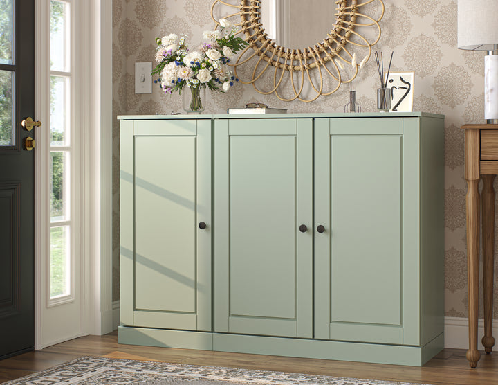 100% Solid Wood Shoe Storage Cabinet with Raised Panel Doors, Adjustable Shelves, Space Saving Modular Entryway Organizer, 48.5" W x 35.75" H