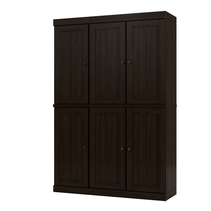 100% Solid Brazilian Pine Wood Pantry Cabinet with Shaker Doors, Adjustable Shelves, 48.5" Wide, 71.5" Tall