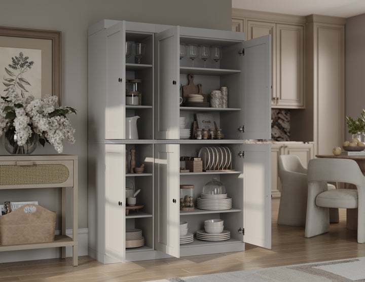 100% Solid Wood Kitchen Pantry Cabinet, Tall Freestanding Modular Storage with Shaker Doors, Adjustable Shelves, 48.5" W x 71.5" H