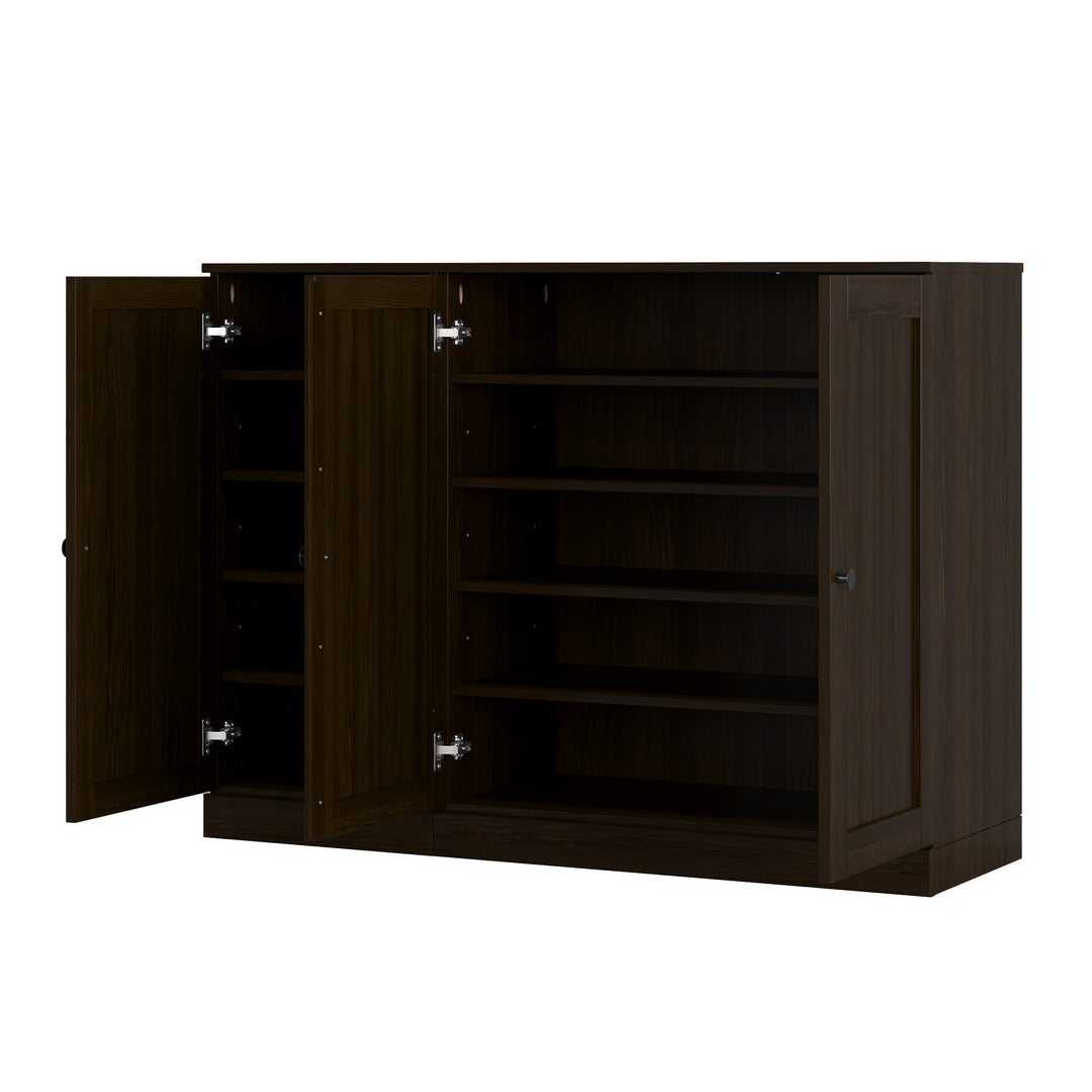 100% Solid Wood Shoe Storage Cabinet with Shaker Doors, Adjustable Shelves, Space Saving Modular Entryway Organizer, 48.5" W x 35.75" H