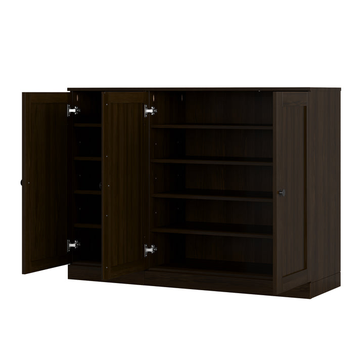 100% Solid Wood Shoe Storage Cabinet with Shaker Doors, Adjustable Shelves, Space Saving Modular Entryway Organizer, 48.5" W x 35.75" H