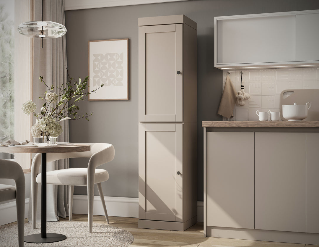 100% Solid Wood 16.5" Pantry Cabinet, 2 Shaker Wood Doors