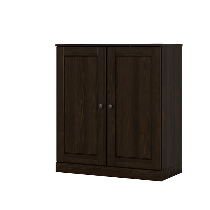 100% Solid Wood Freestanding Bathroom Linen Storage Cabinet with Raised Panel Doors, Adjustable Shelves, 32" W x 35.75" H