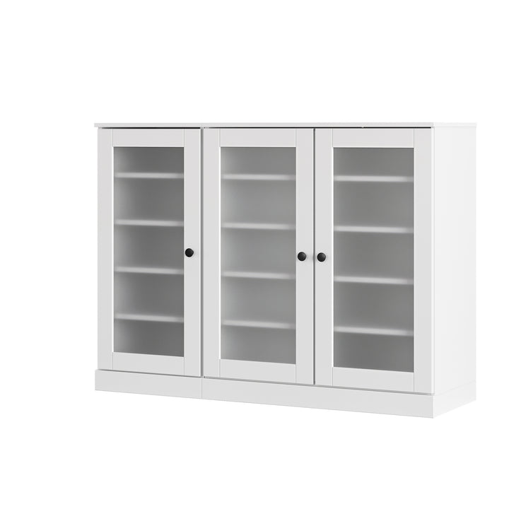 100% Solid Wood Frosted Glass Door Shoe Storage Cabinet, Adjustable Shelves, Space Saving Modular Entryway Organizer, 48.5" W x 35.75" H