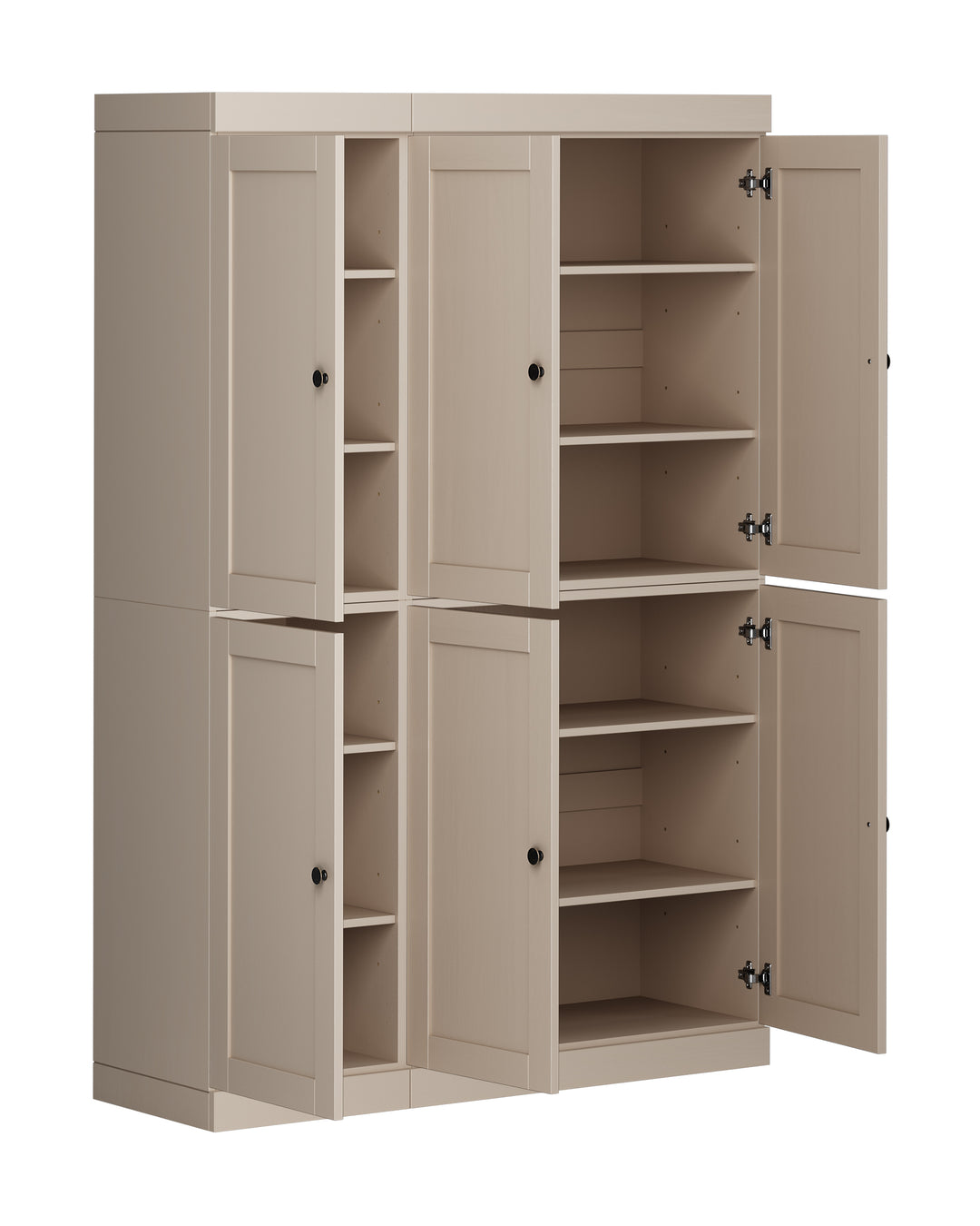 100% Solid Wood 48.5" Pantry Cabinet, Shaker Wood Doors