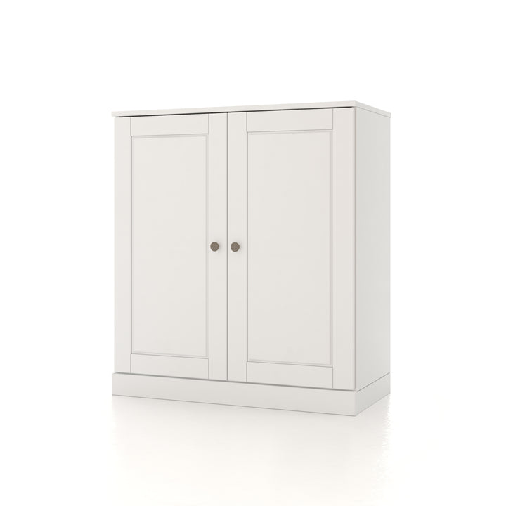 100% Solid Wood 32" Bathroom Cabinet with Raised Panel Wood Doors, 2-Drawers