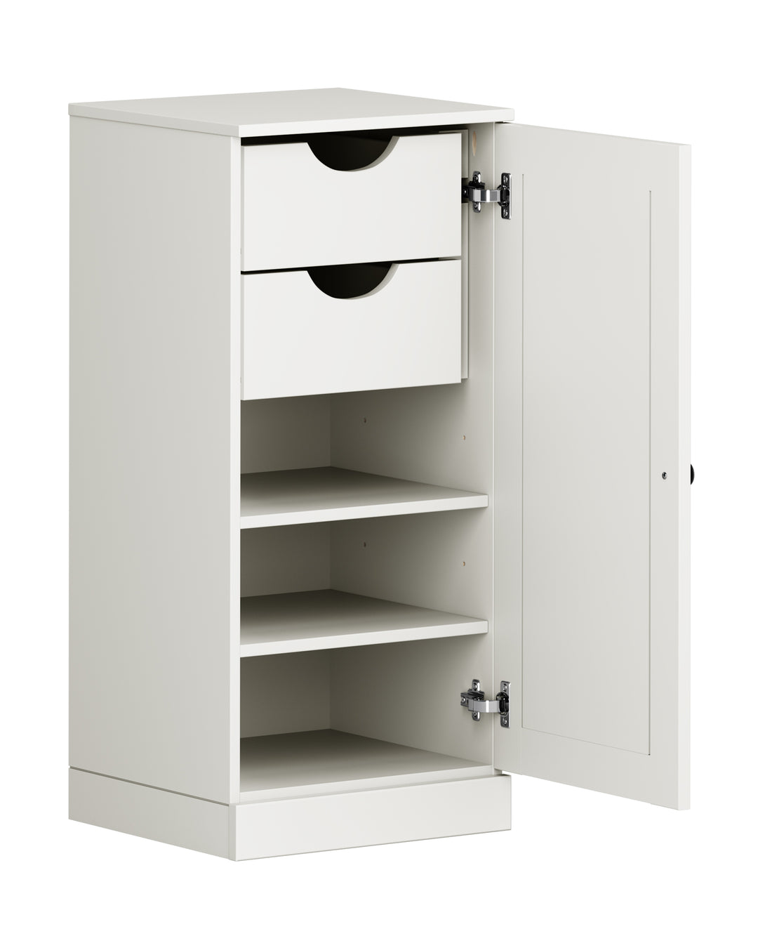 100% Solid Wood Bathroom Storage Cabinet, Shaker Door, 2 Drawers, Adjustable Shelves, 16.5" Wide, 35.75" Tall