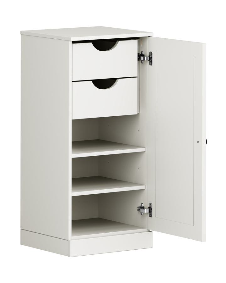 100% Solid Wood Bathroom Storage Cabinet, Shaker Door, 2 Drawers, Adjustable Shelves, 16.5" Wide, 35.75" Tall