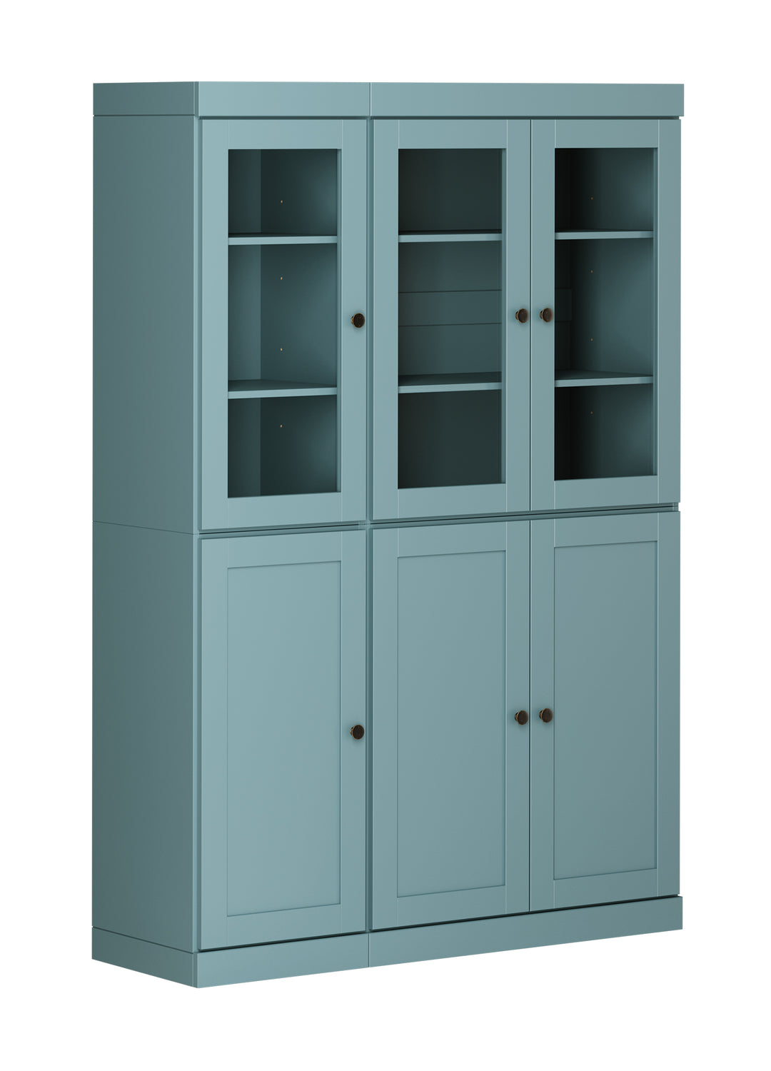 100% Solid Wood 48.5" China Pantry Cabinet, 3 Glass Doors, 3 Shaker Doors