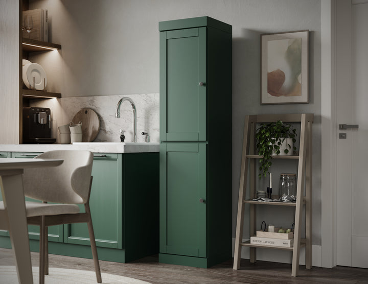 100% Solid Wood 16.5" Pantry Cabinet, 2 Shaker Wood Doors