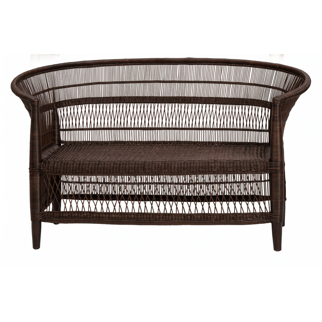 100% Handwoven Natural Rattan 2-Piece Indoor Seating Set with Chair and Loveseat, Solid Wood Frame, Boho Farmhouse, Authentic African Craftsmanship