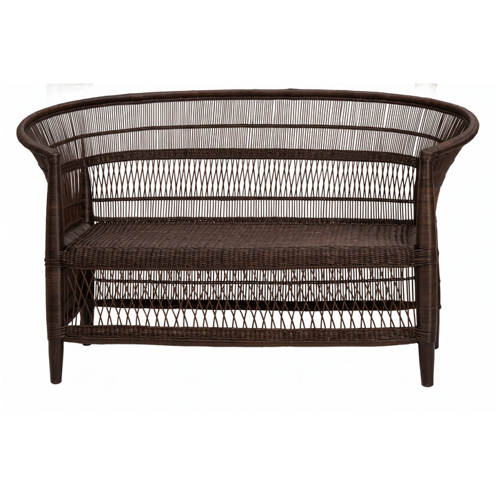 100% Handwoven Natural Rattan 2-Piece Indoor Seating Set with Chair and Loveseat, Solid Wood Frame, Boho Farmhouse, Authentic African Craftsmanship