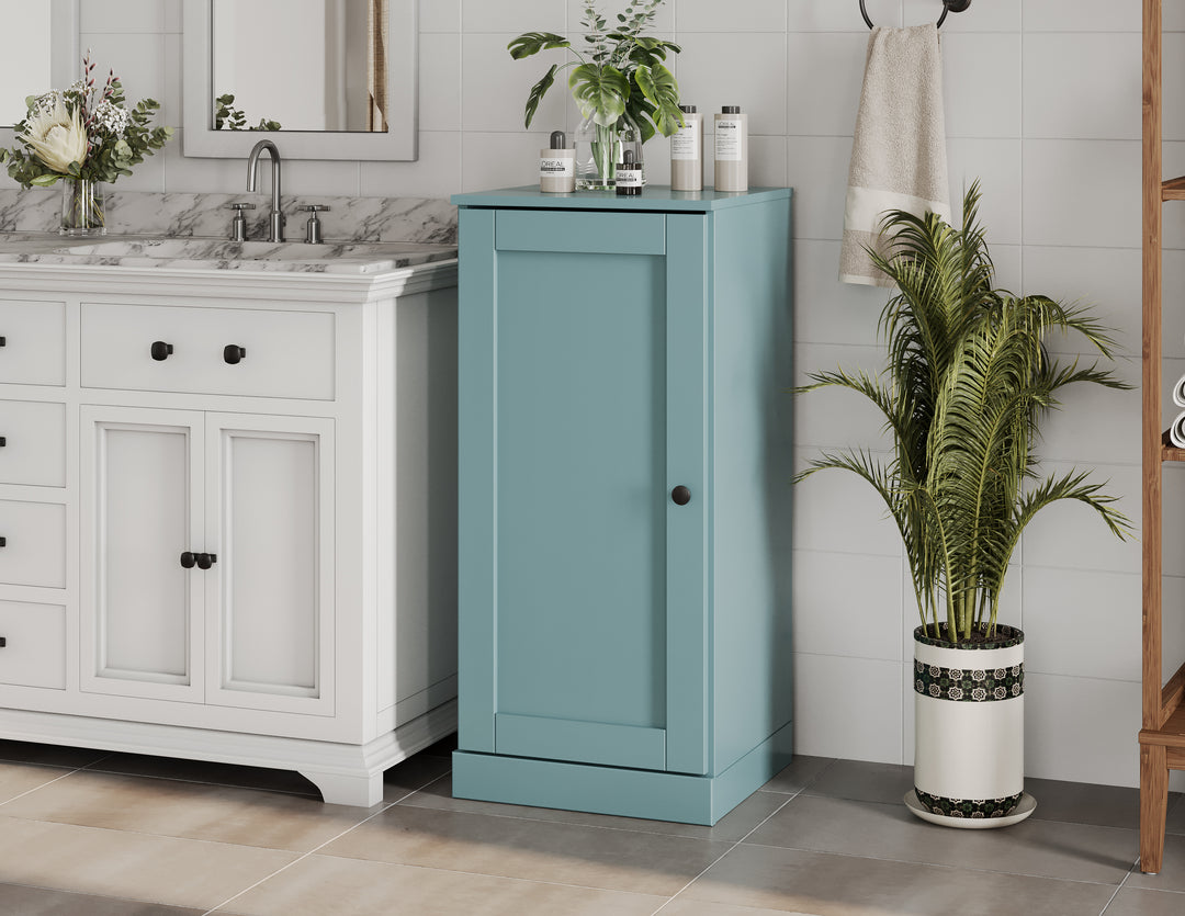 100% Solid Wood 16.5" Small Bathroom Cabinet, Shaker Wood Door, Adjustable Shelves