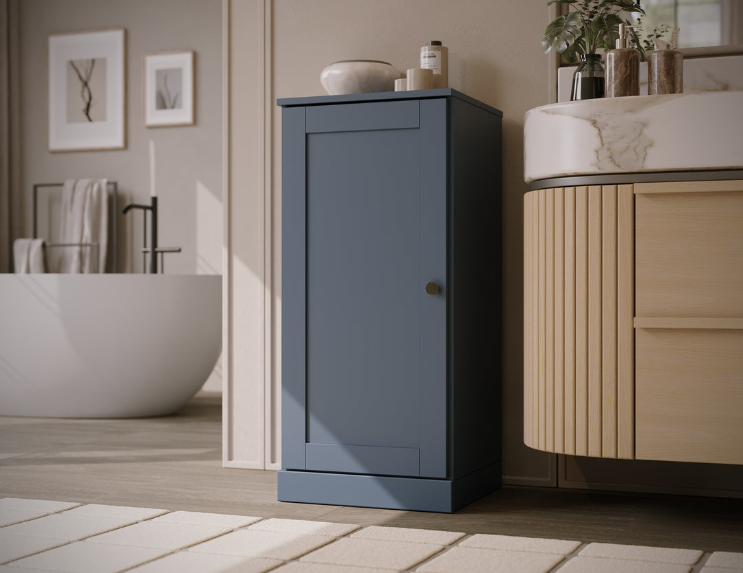 100% Solid Wood Bathroom Storage Cabinet, Shaker Door, 2 Drawers, Adjustable Shelves, 16.5" Wide, 35.75" Tall
