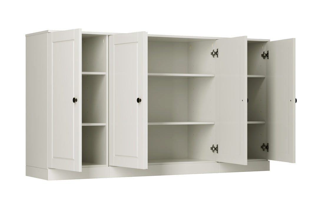 100% Solid Wood Sideboard Buffet with Raised Panel Doors, Credenza Server for Dining Room Storage, 64" W x 35.75" H