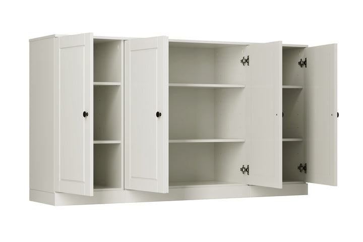 100% Solid Wood Sideboard Buffet with Raised Panel Doors, Credenza Server for Dining Room Storage, 64" W x 35.75" H