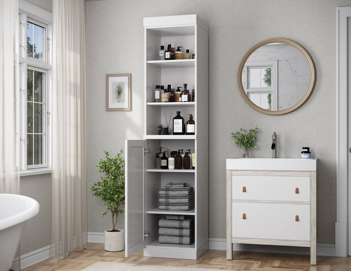 100% Solid Wood 16.5" Tall Bathroom Storage Cabinet , Shaker Door, Adjustable Shelves