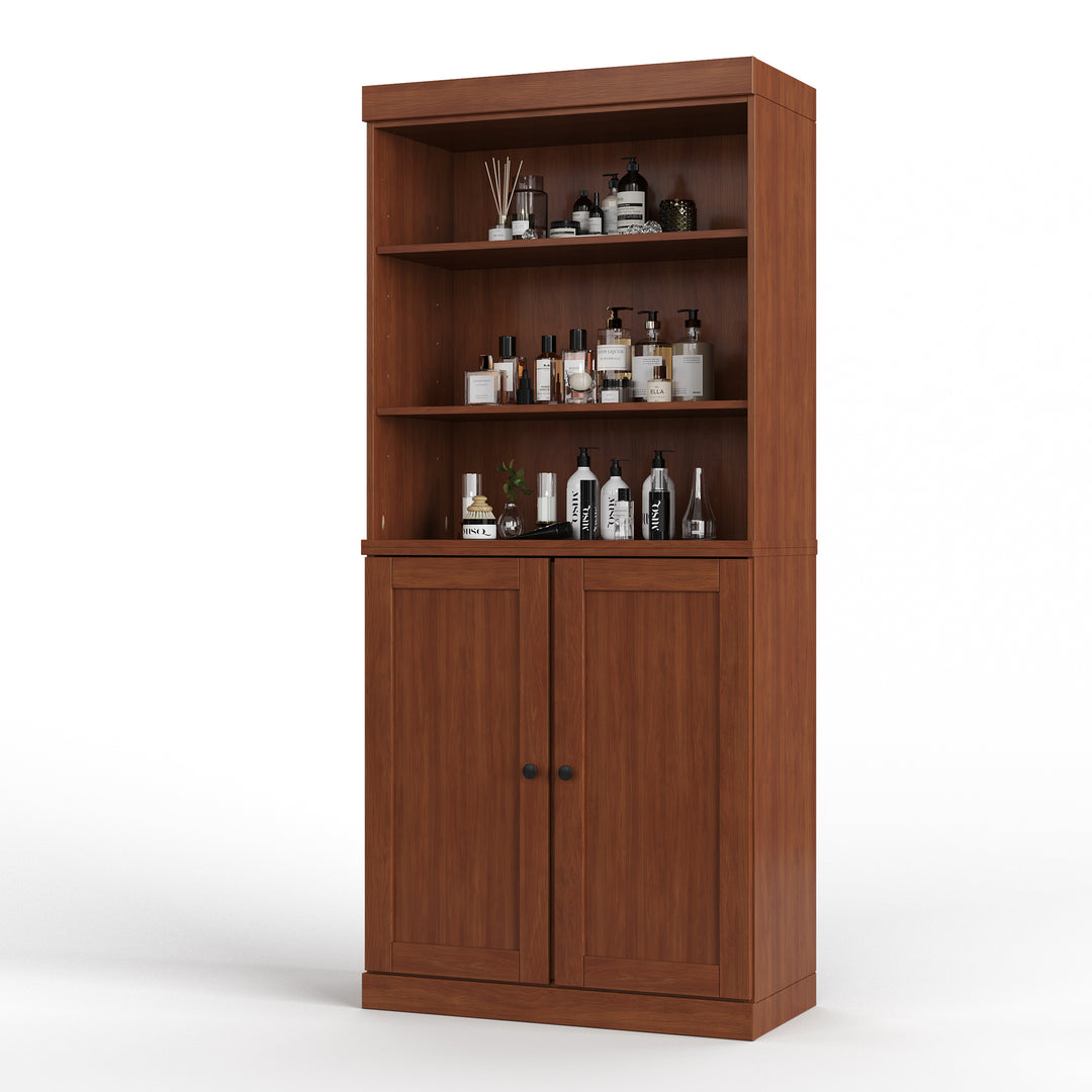 100% Solid Wood Tall Freestanding Modular Bathroom Linen Storage Cabinet with Shaker Doors, 2 Drawers, Adjustable Shelves, 32" W x 71.5" H
