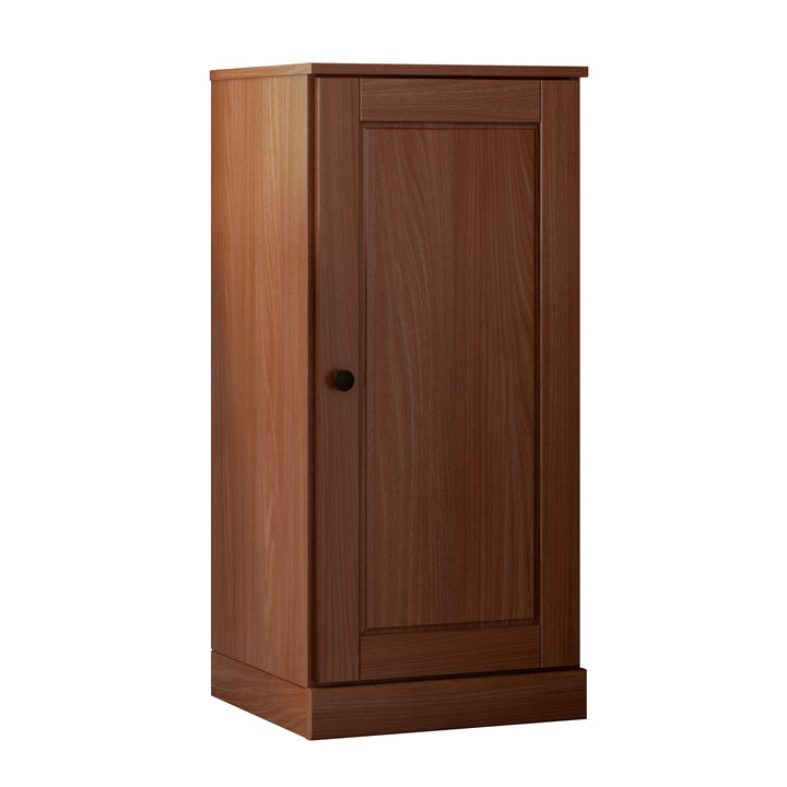 100% Solid Wood Bathroom Storage Cabinet, Raised Panel Door, 2 Drawers, Adjustable Shelves, 16.5" Wide, 35.75" Tall