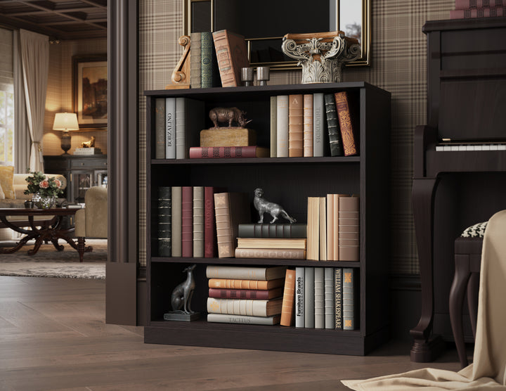 Premium 100% Solid European Oak Hardwood 3-Shelf Modular Bookcase – 32" Wide, 35.75" Tall